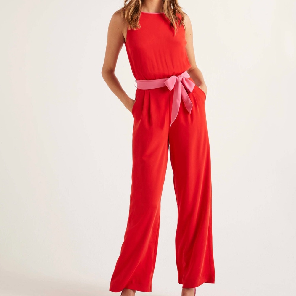 Boden Lottie Jumpsuit Red with Pink Pocket NWT